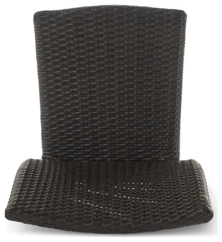 GDF Studio Dorside Outdoor Wicker Armless Stack Chairs With Aluminum Frame, Multi-Brown, Set of 4