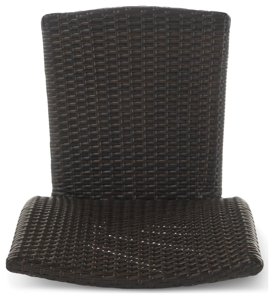 GDF Studio Dorside Outdoor Wicker Armless Stack Chairs With Aluminum Frame, Multi-Brown, Set of 4