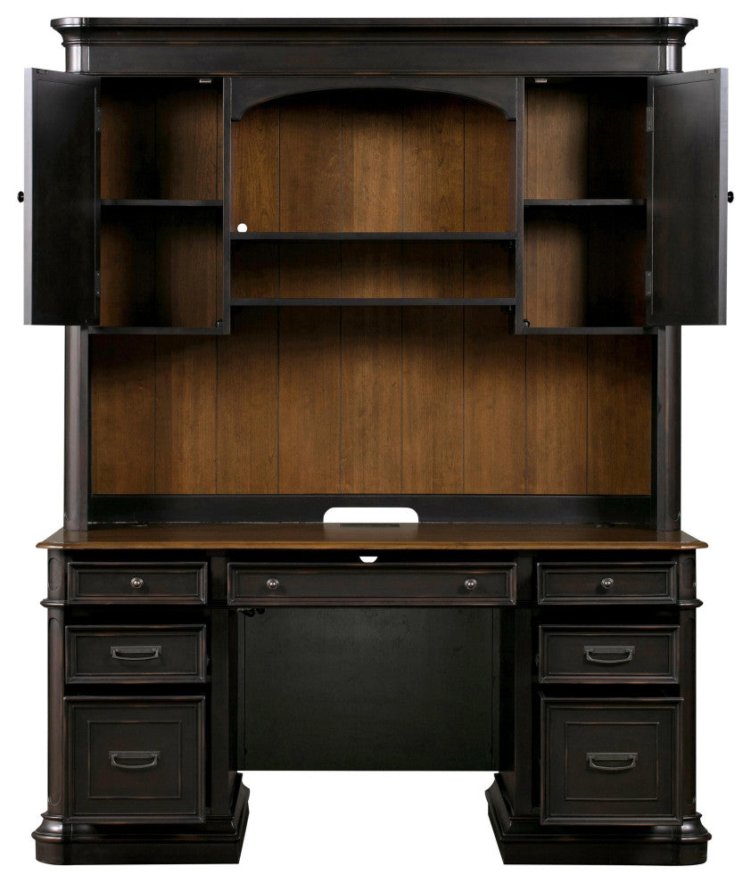 Roanoke Black Credenza & Hutch SET