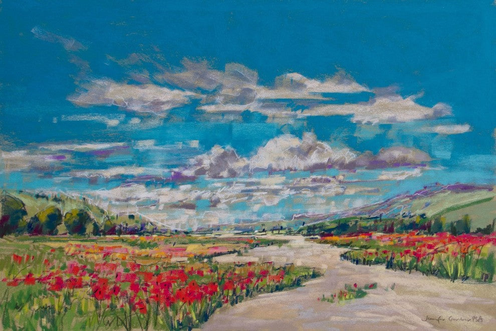 "Poppy Path V" Painting Print on Wrapped Canvas, 36"x24"