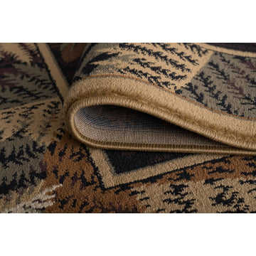 Fern Deer Novelty Lodge Pattern Beige Scatter Mat Rug, 2''x3''