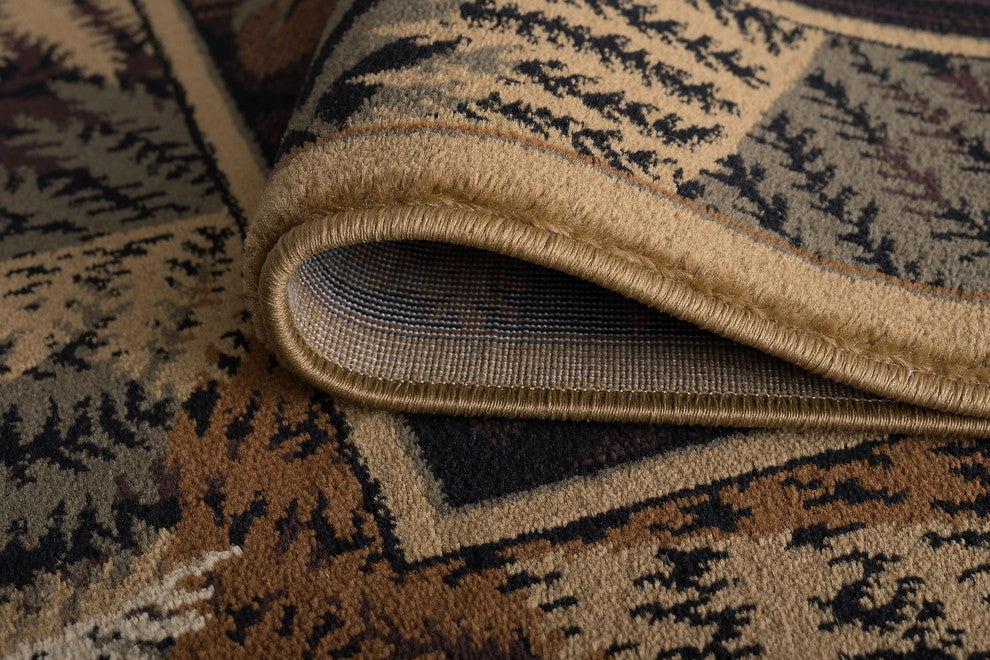 Fern Deer Novelty Lodge Pattern Beige Scatter Mat Rug, 2''x3''