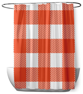 70"Wx73"L Buffalo Plaid Shower Curtain, Harvest Orange