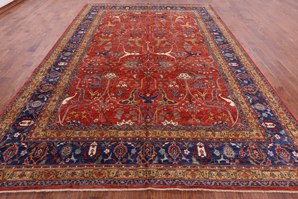 9' 8" X 13' 3" Persian Fine Serapi Hand Knotted Wool Rug - Q12438