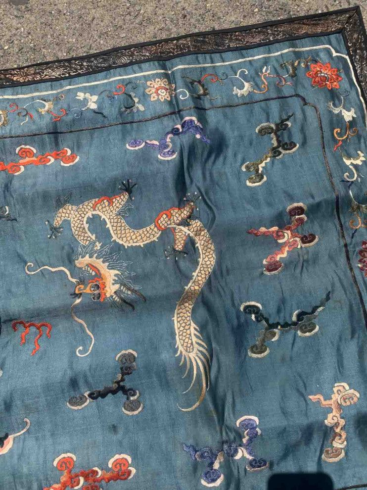 Handmade Antique Chinese Collectible silk textile 2.6'x3.8', 79cmx115cm 1870s