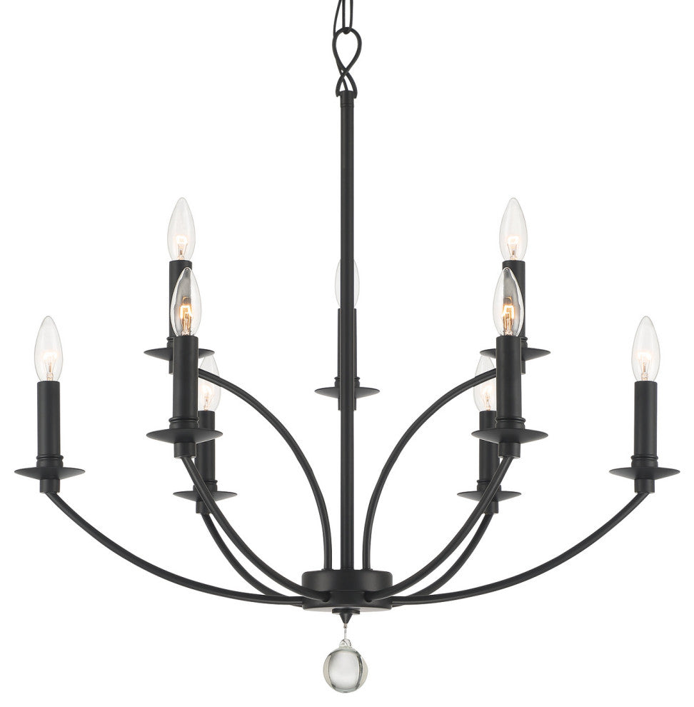 Crystorama Lighting Group MIL-8009 Mila 9 Light 28"W Taper Candle - Black
