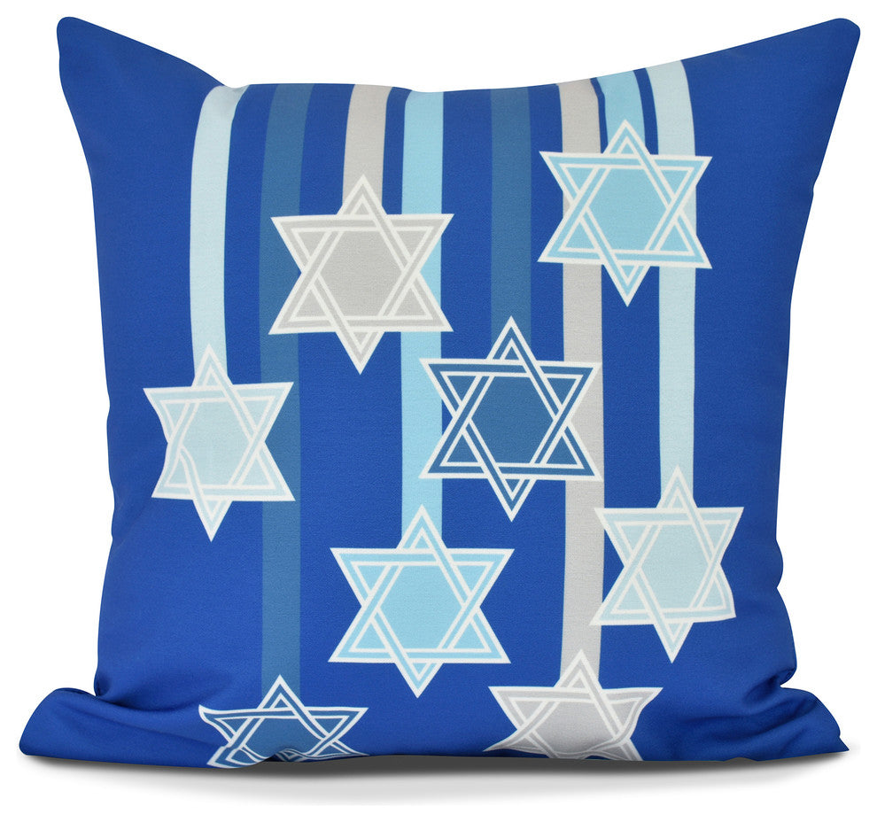 Shooting Stars, Geometric Print Outdoor Pillow, Royal Blue, 20" x 20"