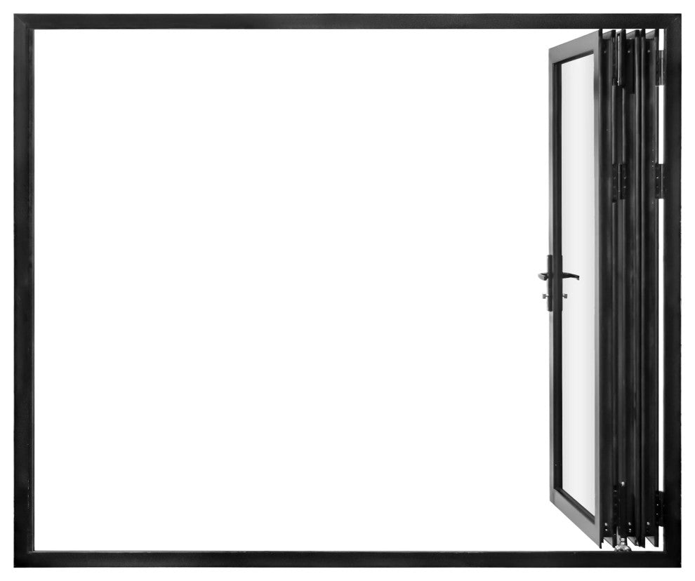 Aluminum folding patio doors 108"x96", black color. low e glass R-L30