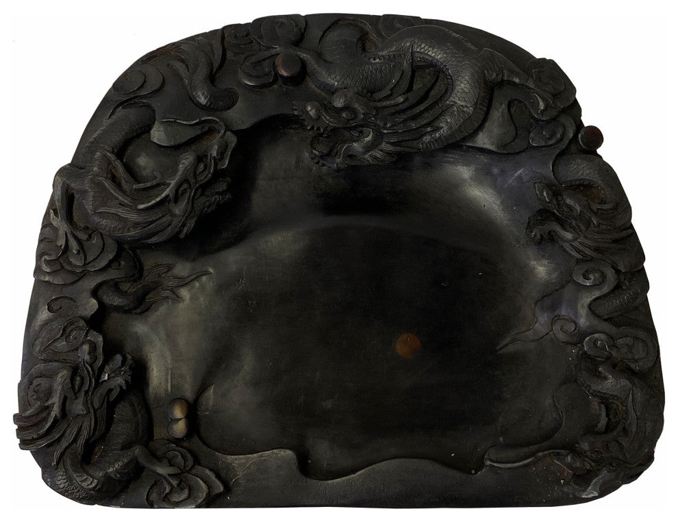Chinese Oriental Black Color Dimensional Dragon Ink Well Pad Display Hws1739