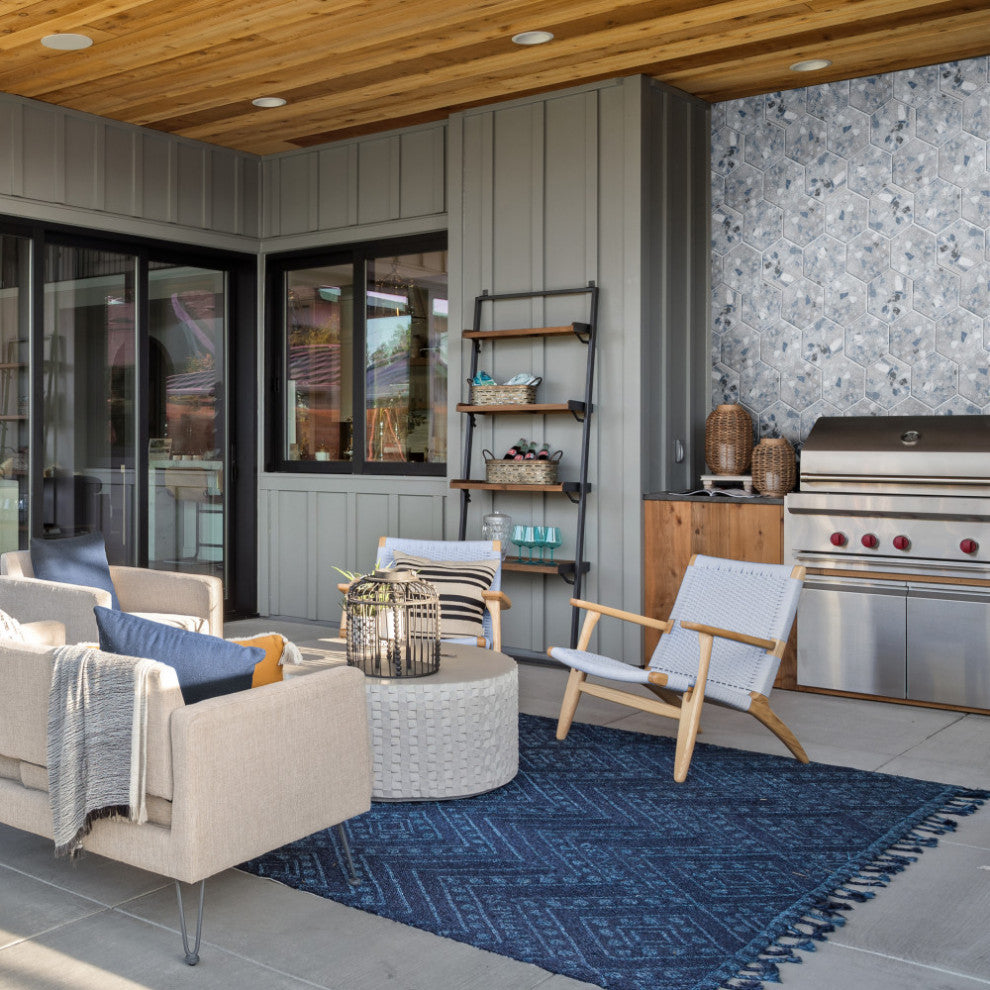 Recycle Hex River Blue Porcelain Floor and Wall Tile Sample