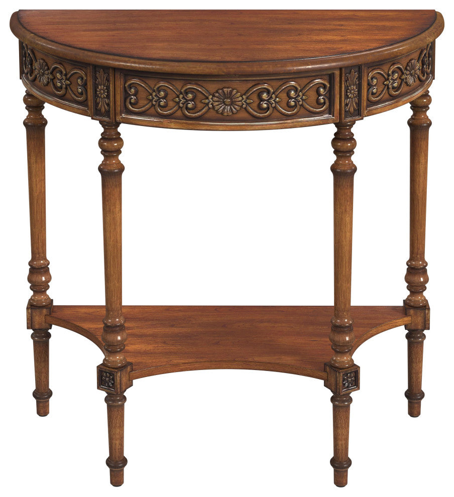 Danelle Demilune 30" Console Table, Antique Cherry