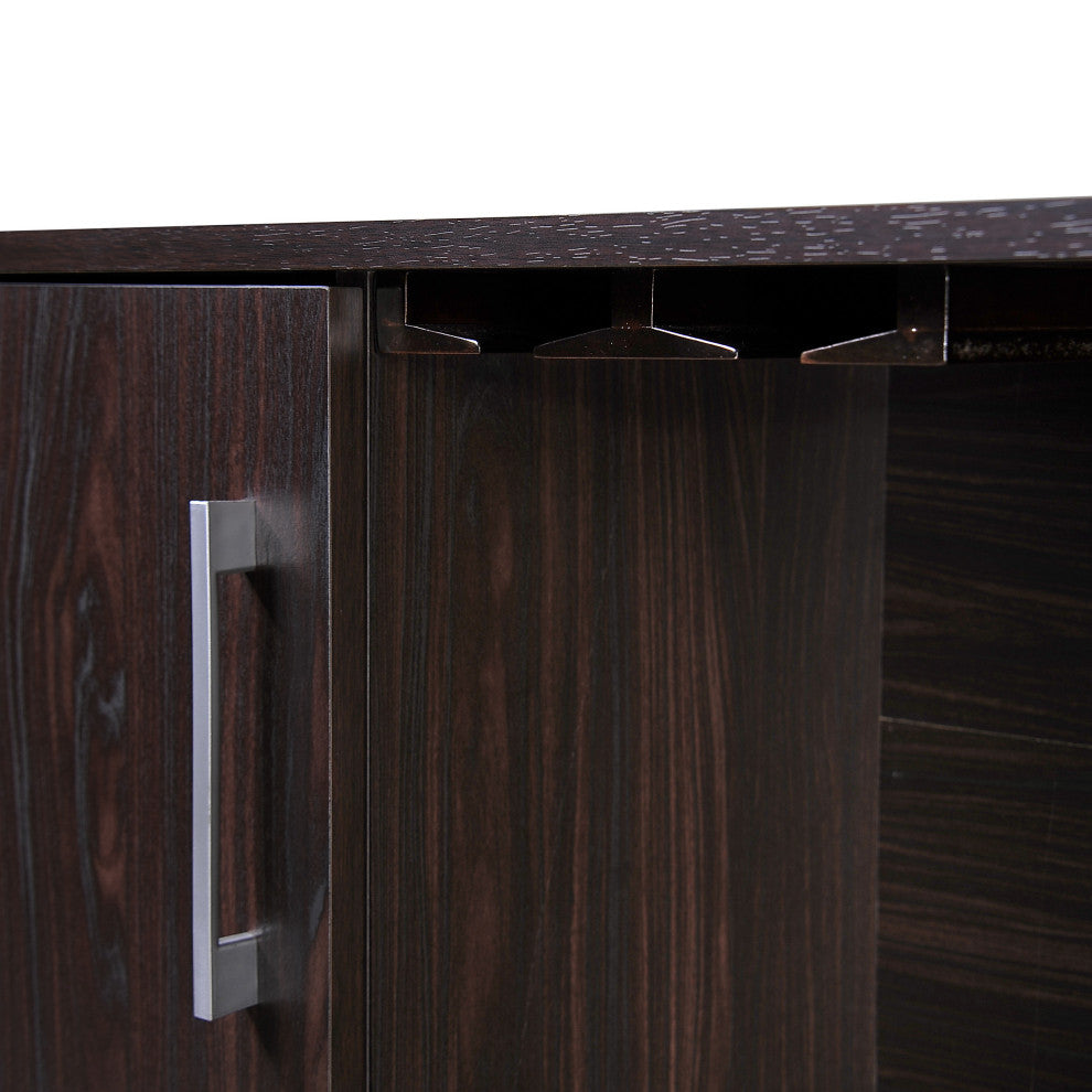GDF Studio Lochner Mid-Century Modern 15-Bottle Wine and Bar Cabinet, Wenge