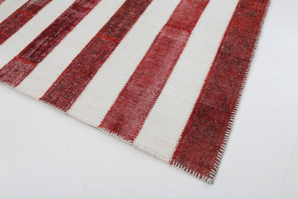 Rug N Carpet - Hand-knotted Anatolian 6' 7'' x 9' 10'' Flag Patchwork Rug