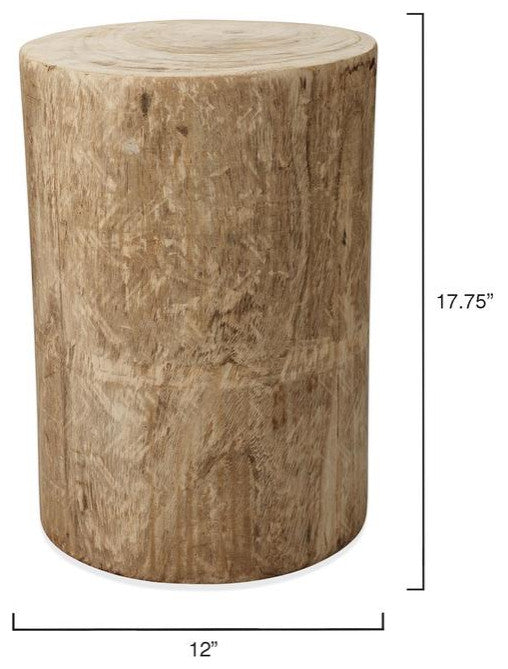 Rustic Natural Grain Wood Tree Stump Accent Table Column Raw Blond Organic Round