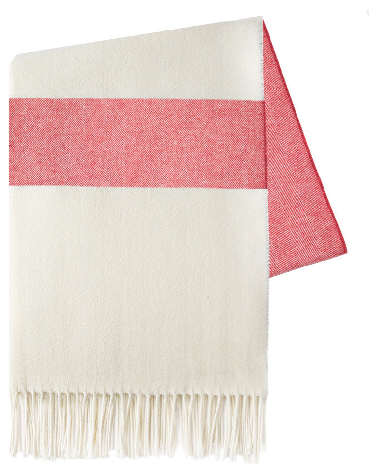 Sydney Stripe Herringbone Throws, Coral