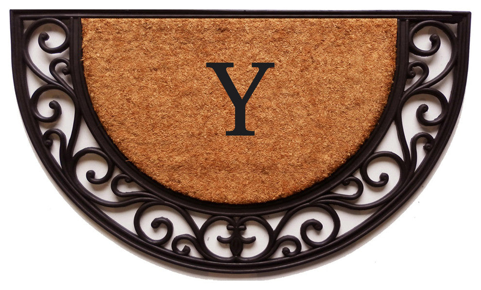 Plantation Arch Monogram Doormat 18"x30", Letter Y