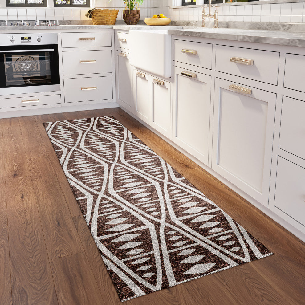 Indoor/Outdoor Sedona SN6 Coffee Machine Washable 2'3" x 10' Runner Rug