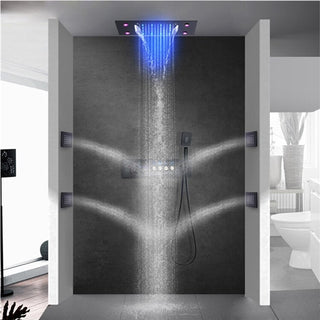 LED Shower System With Hand Shower and Jetted Body Sprays, Dark Orb