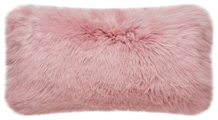 Eclectic Sheepskin Double-Sided Pillow, Rosa, 12"x22"