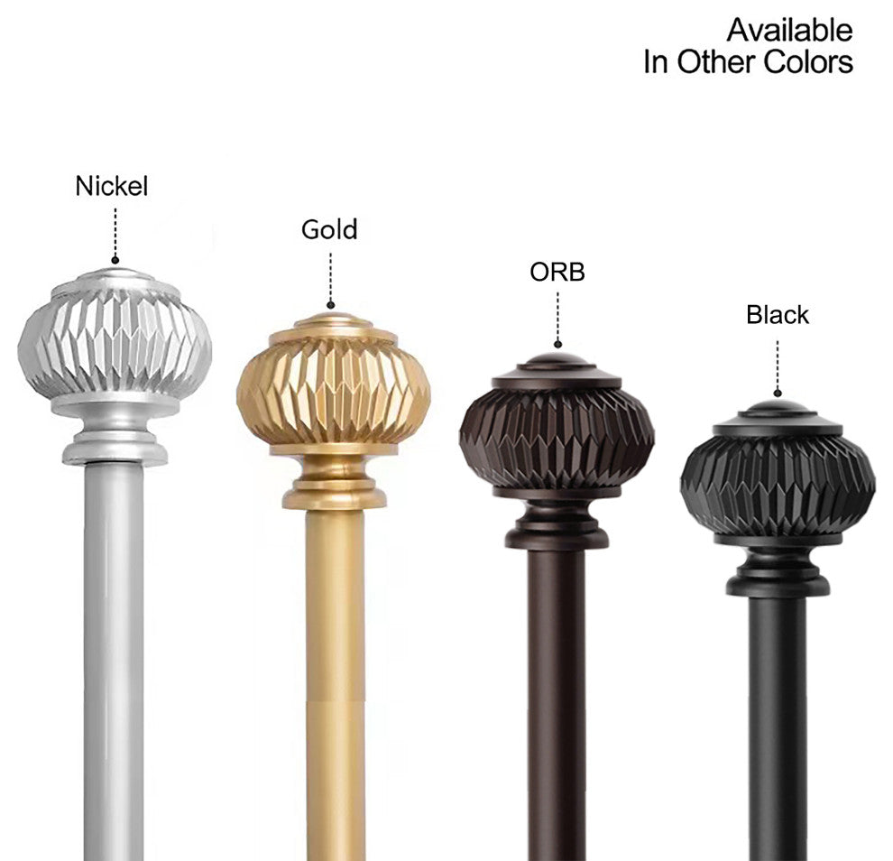 UTOPIA ALLEY 3/4" Curtain Rod, Adjustable Curtain rods for Windows, Nickel, 86"-120"