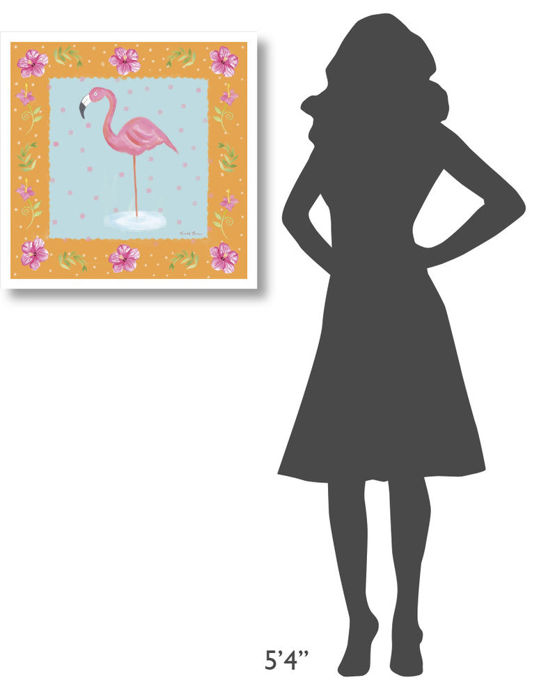 "Flamingo Dance IV" Digital Paper Print by Farida Zaman, 26"x26"