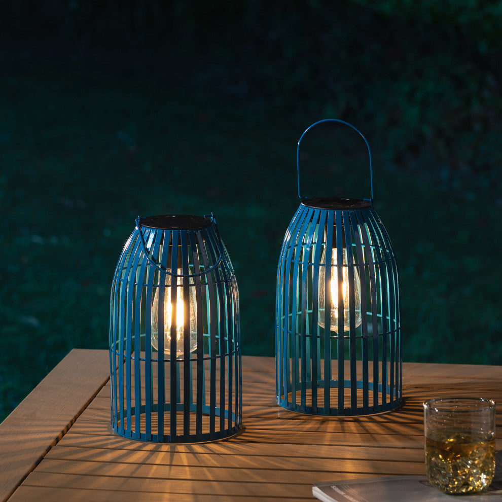 Metal Woven Solar Powered Hanging Lantern, 2-Piece Set