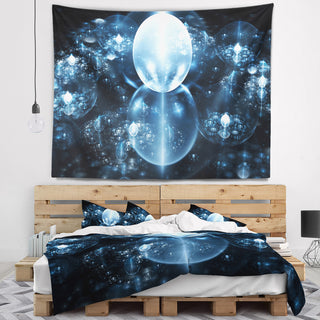 Blue Water Drops on Mirror Abstract Wall Tapestry, 80"x68"