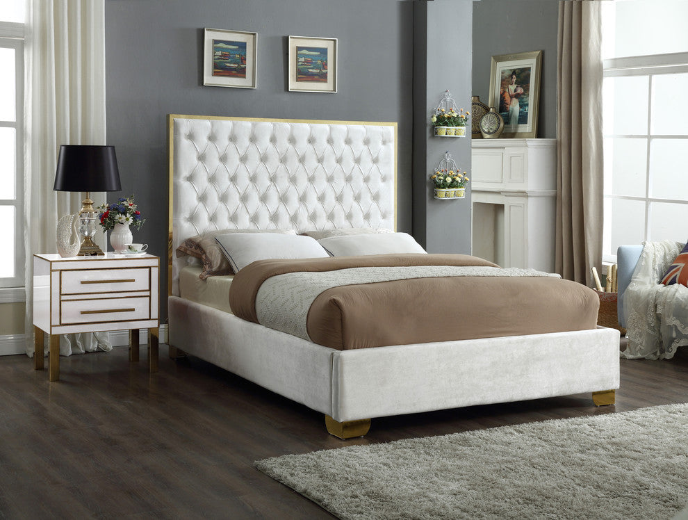 Lana Velvet Bed, White, King