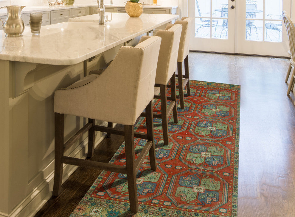 Fine Vintage Distressed Ayobunmi Rust/Beige Runner, 4'4 x 10'7