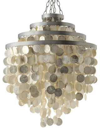Round Chandelier With Capiz Shells, Champagne