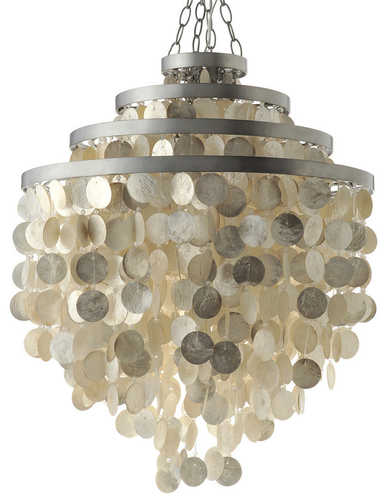 Round Chandelier With Capiz Shells, Champagne
