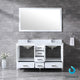 Jacques 60" Double Vanity Cabinet Carrara Marble Top Sinks, 58" Wall Mirror