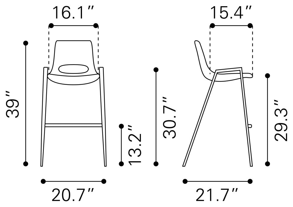 Desi Barstool Chair, Set of 2 Blue