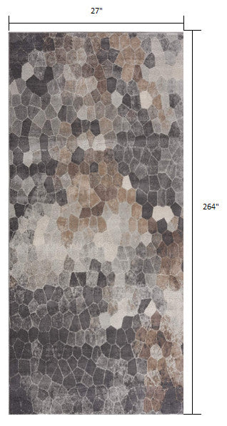 2" x 22" Beige Cobblestone Pattern Runner Rug