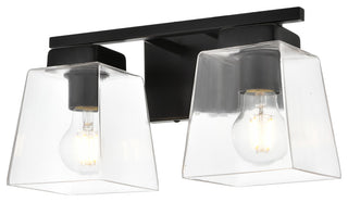 2 Light Black And Clear Bath Sconce