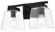 2 Light Black And Clear Bath Sconce