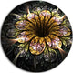 Dark Golden Fractal Flower Digital Art, Floral Round Metal Artwork, 23"