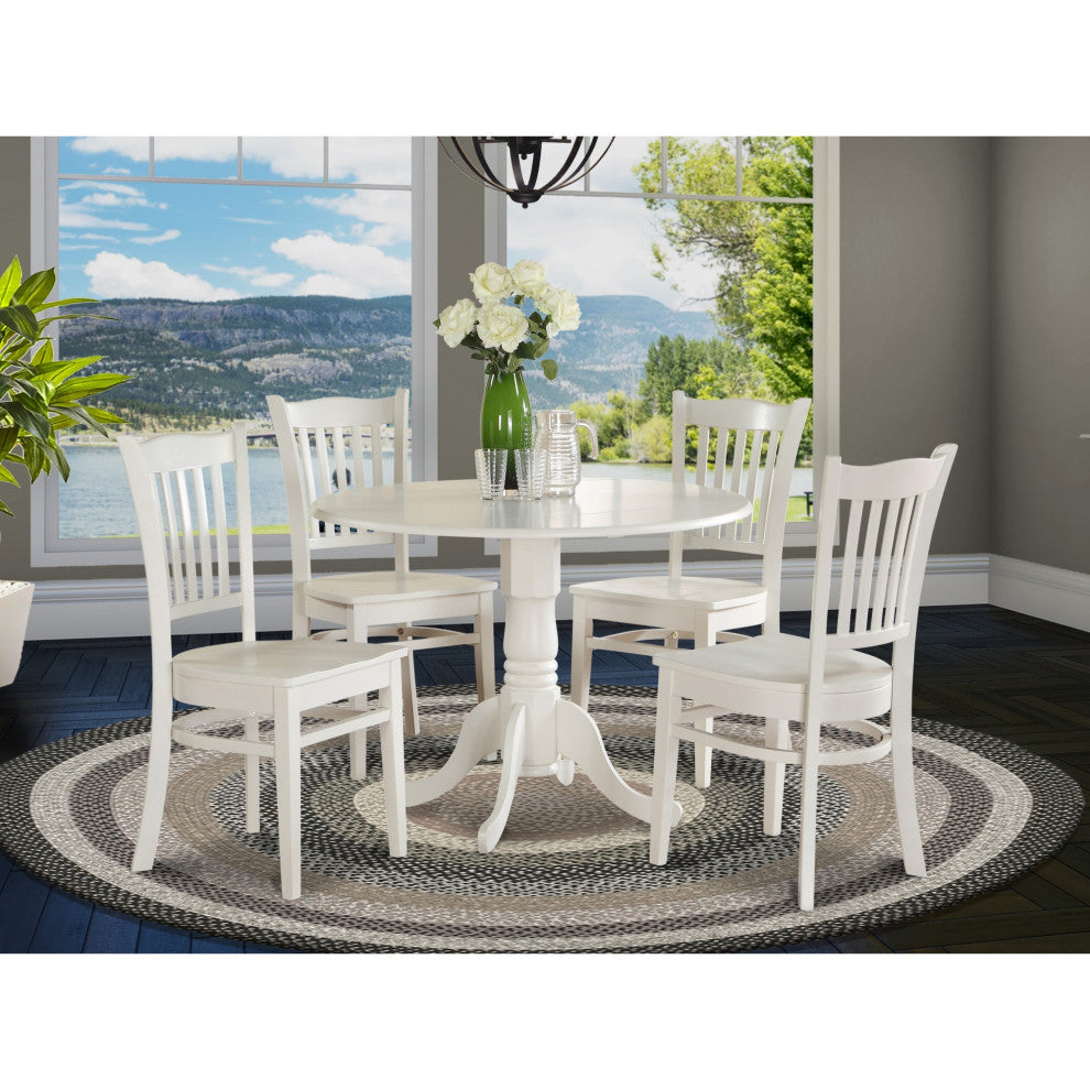 Dlgr5-Whi-W 5-Piece Kitchen Nook Dining Set-Table and 4 Kitchen Chairs