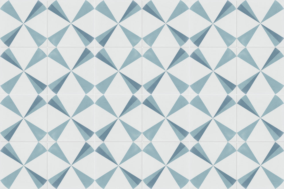 8"x8" Polaris Azul Handcrafted Cement Tiles, Set of 16