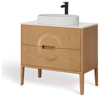 The Ethel Bathroom Vanity, Oak, 36", Single Sink, Freestanding