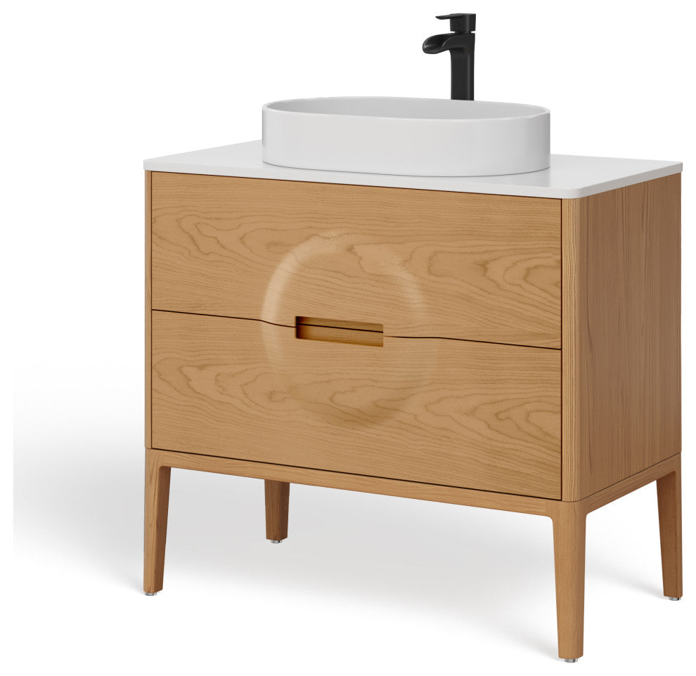 The Ethel Bathroom Vanity, Oak, 36", Single Sink, Freestanding