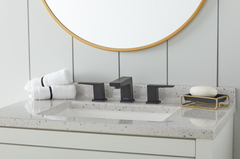 Mid-Town Two Handle Widespread Lavatory Faucet, Satin Black