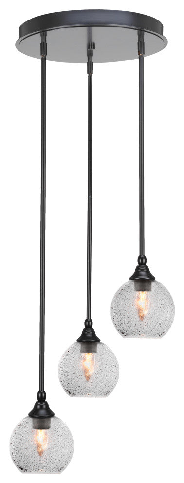 Empire 3-Light Cluster Pendalier, Matte Black/Smoke Bubble