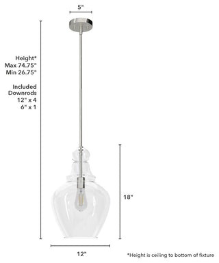 Hunter Maple Park Brushed Nickel 1 Light Pendant Ceiling Light