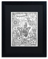 KCDoodleArt 'Hamsa Hand' Art, Black Frame, Black Matte, 16"x20"