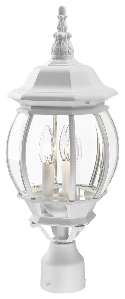 Textured White Traditional, Colonial, Outdoor Post Top Lantern