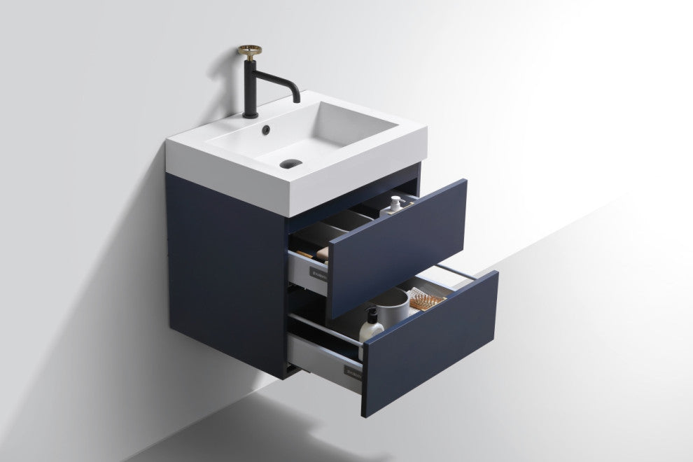 Bliss 24" Blue Wall Mount Modern Bathroom Vanity