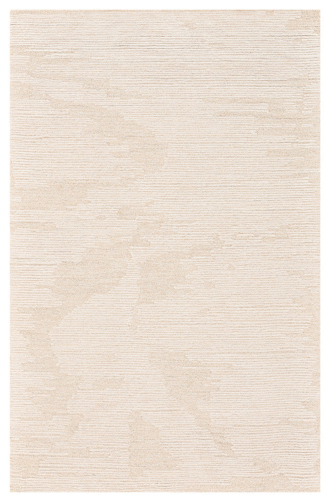 Mexico Abstract Ivory Sand Hand-Hooked Area Rug 5' x 7'6"
