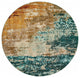 8??Round Blue And Red Distressed Area Rug