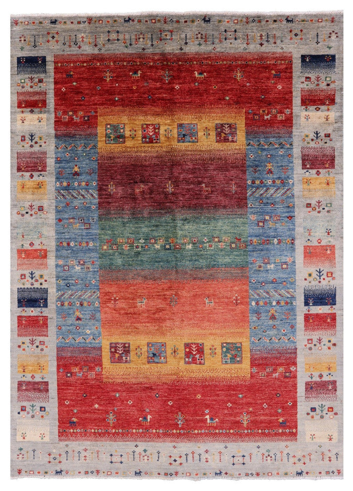 Handmade Tribal Persian Gabbeh Wool Rug 5' 8" X 7' 10" Q6418